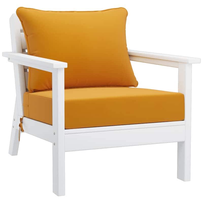 Birchwood All Weather HDPE Outdoor Patio White Deep Seating Conversation Set (6-Piece Set)