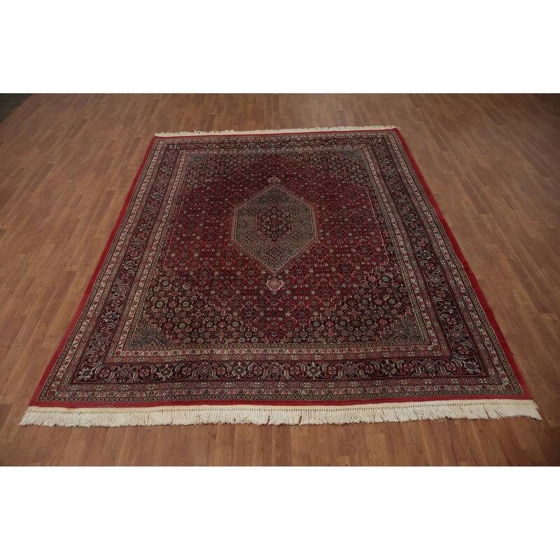 Hand Knotted Oriental 100% Wool Carpet Traditional Floral Red Tabriz-Mahi Area Rug - 10' 0'' X 7' 9''