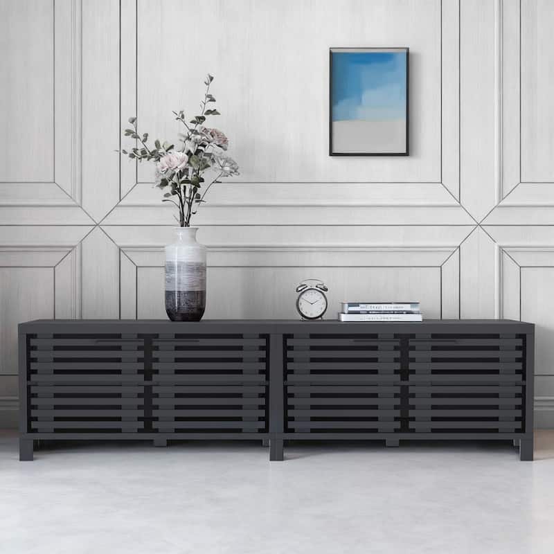 77" Modern Black Storage Media Console TV Stand for TVs up to 85"