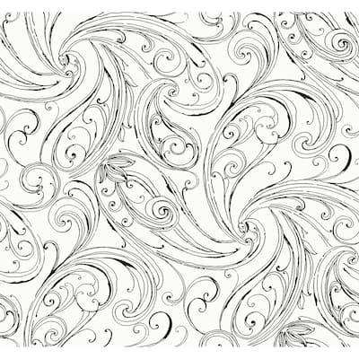 Seabrook Designs Linnet Paisley Scrolls Unpasted Wallpaper