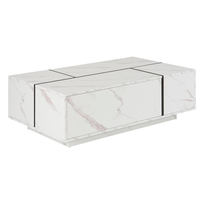 Anmytek Rectangular Sliding Top Coffee Table for Living Room 2 Drawers 2 Hidden Storage