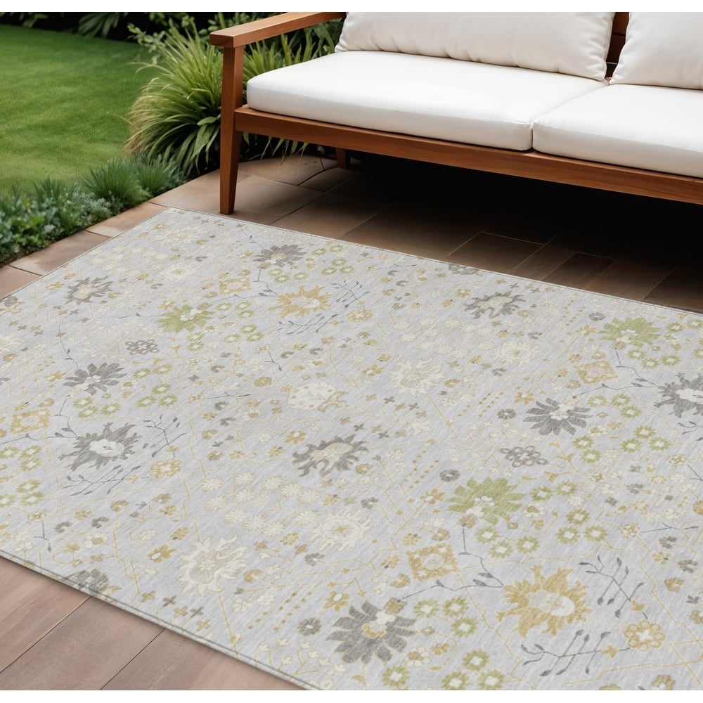 HomeRoots Oriental Traditional Rectangle Outdoor Rug