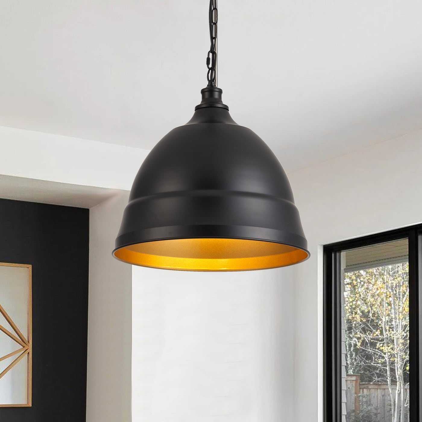 【スーパーセール】 Industrial Black Fixtures Light Pendant Dome Metal 1-Light その他