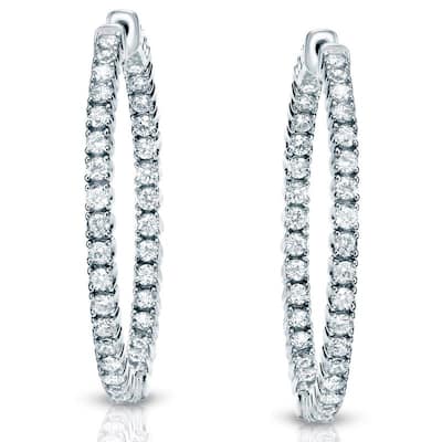 Auriya 14k Gold 1 carat TW Small Diamond Hoop Earrings - 0.82-inch (J-K, I1-I2)