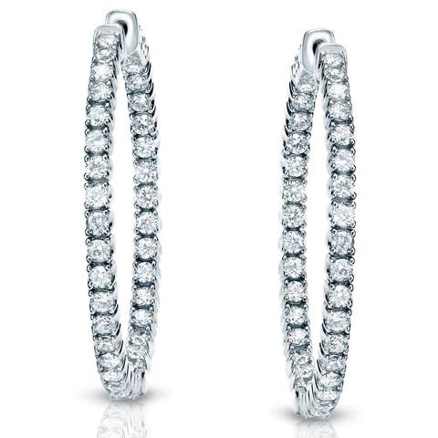 Auriya 14k Gold 3 carat TW Medium Diamond Hoop Earrings - 1.29-inch