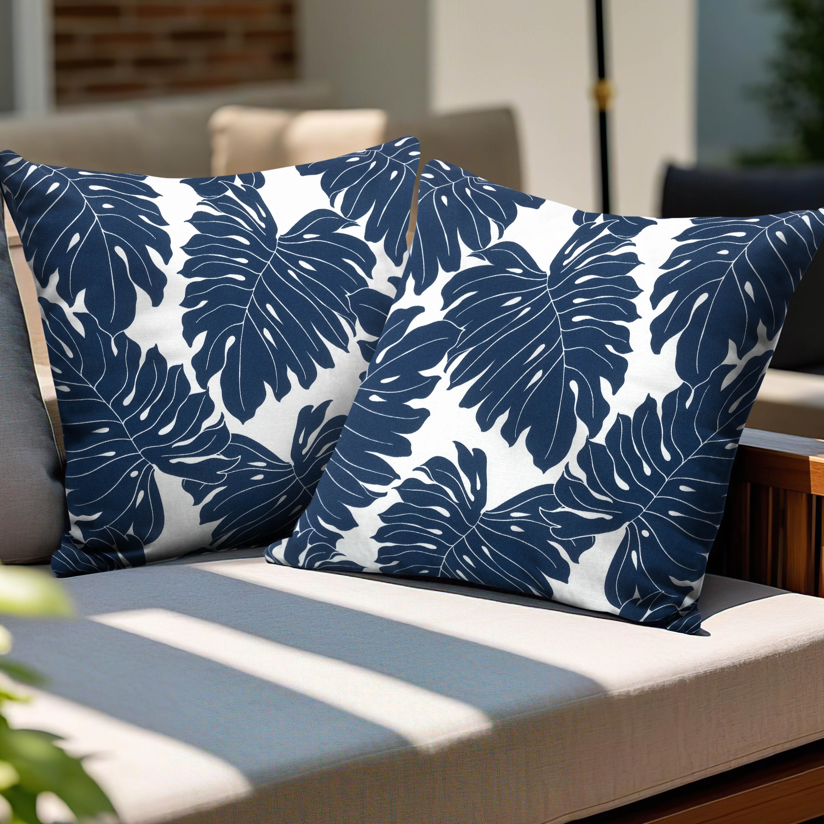 Nuu Garden Outdoor Patio Water-Resistant Throw Pillows Set of 2