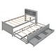 preview thumbnail 22 of 26, Twin Size Platform Kids Bed Frame with Storage Headboard, USB, Twin Size Trundle and 3-Drawers for Bedroom, White