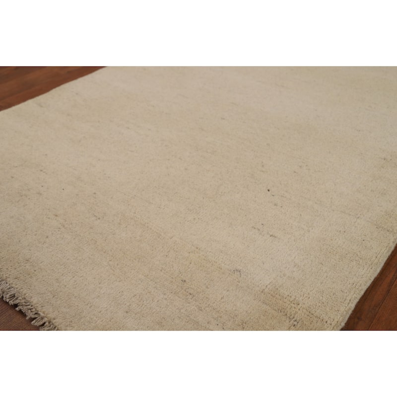 Beige Gabbeh Oriental Runner Rug Handmade Wool Carpet - 3'0"x 14'4"