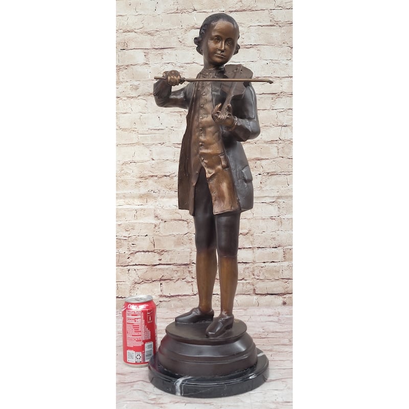 Limited Edition Signed Numbered By Collett Mozart With Violin Bronze Sculpture