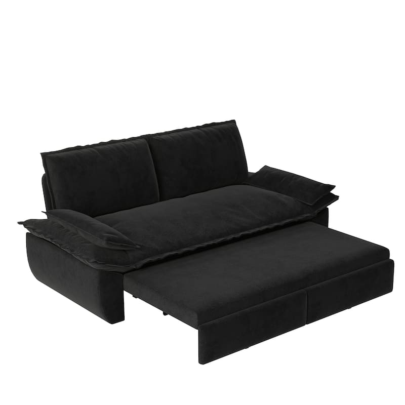 73.2" Queen Pull Out Sofa Bed,3-in-1 Convertible Sleeper Sofa,Multi-Functional Velvet Loveseat Bed
