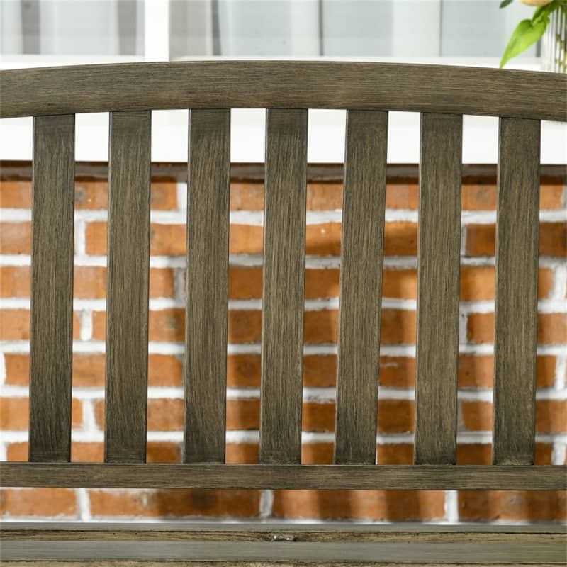 Steel Outdoor Bench for Patio Garden with Slatted Seat - 50" W x 23.5" D x 33" H