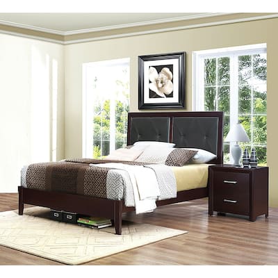 Contemporary Espresso Finish 3pc Bedroom Set Bed and Two Nightstands