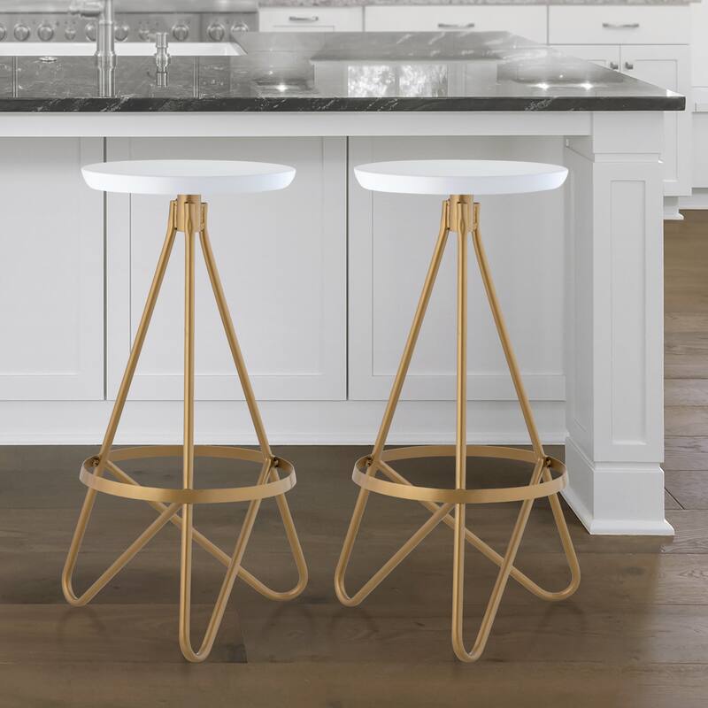 Hula 30" Modern Industrial Metal Backless Circular Bar Stool, by JONATHAN Y
