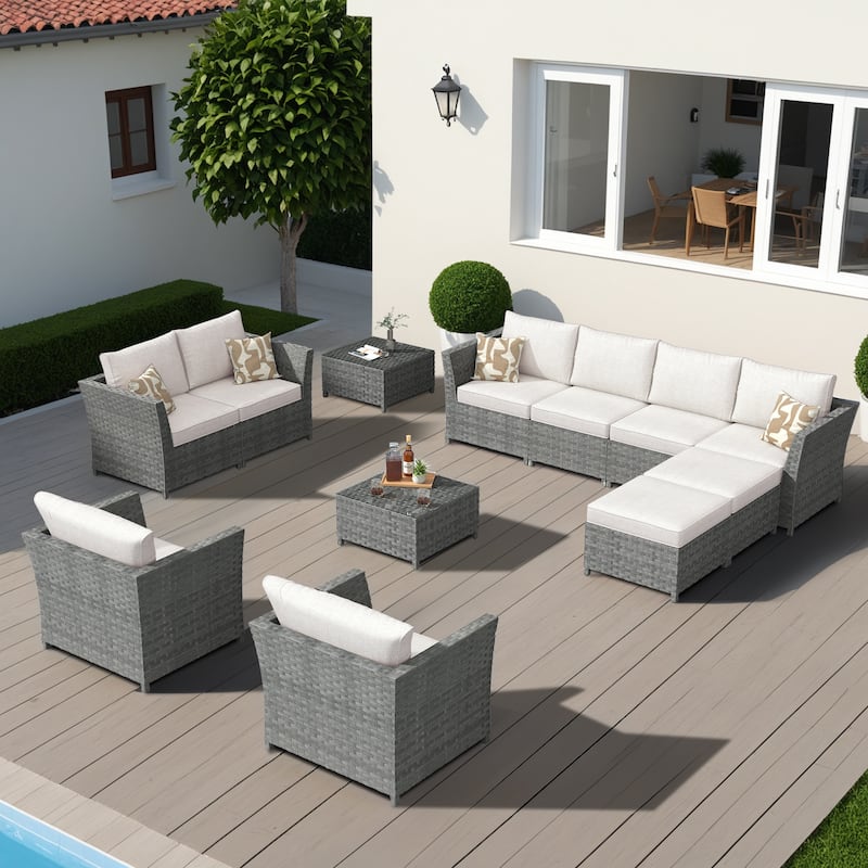 XIZZI 12-piece Outdoor Patio Furniture Sectional Set (fully assembled) - Beige