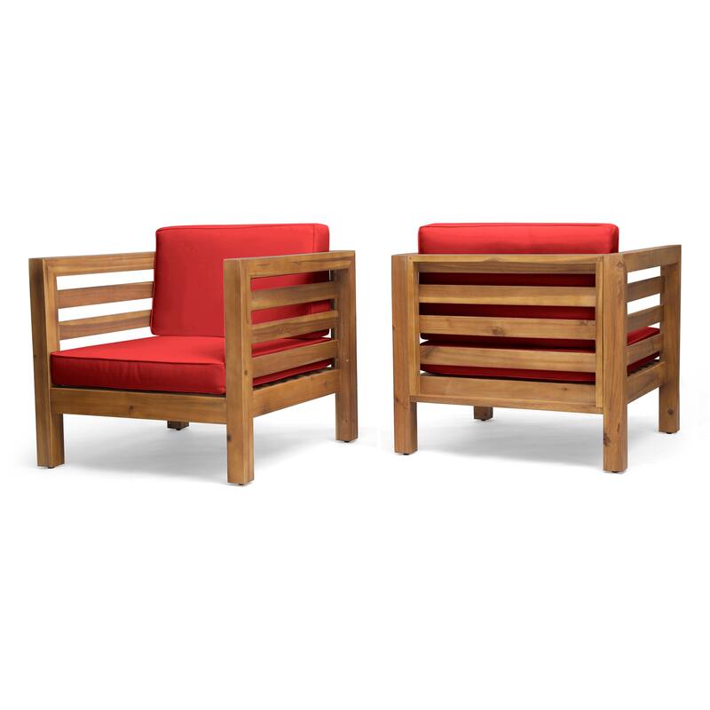Oana Acacia Wood Club Chairs with Cushions (Set of 2) by Christopher Knight Home