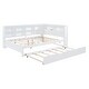 preview thumbnail 12 of 26, Full Size Wooden DayBed with Twin Size Trundle Bed Frame & Storage Shelf and USB Charging Ports for Kids Teens Adults