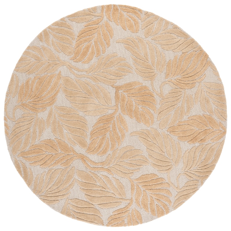 SAFAVIEH Handmade Jardin Dilbagh Wool Rug - 6' Round - Beige