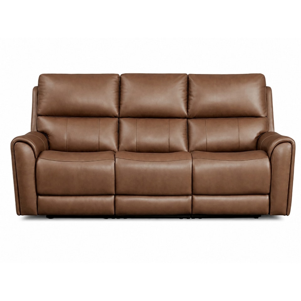 86.5" Top Grain Leather Zero Gravity Power Reclining Sofa with Headrest and Lumbar Support
