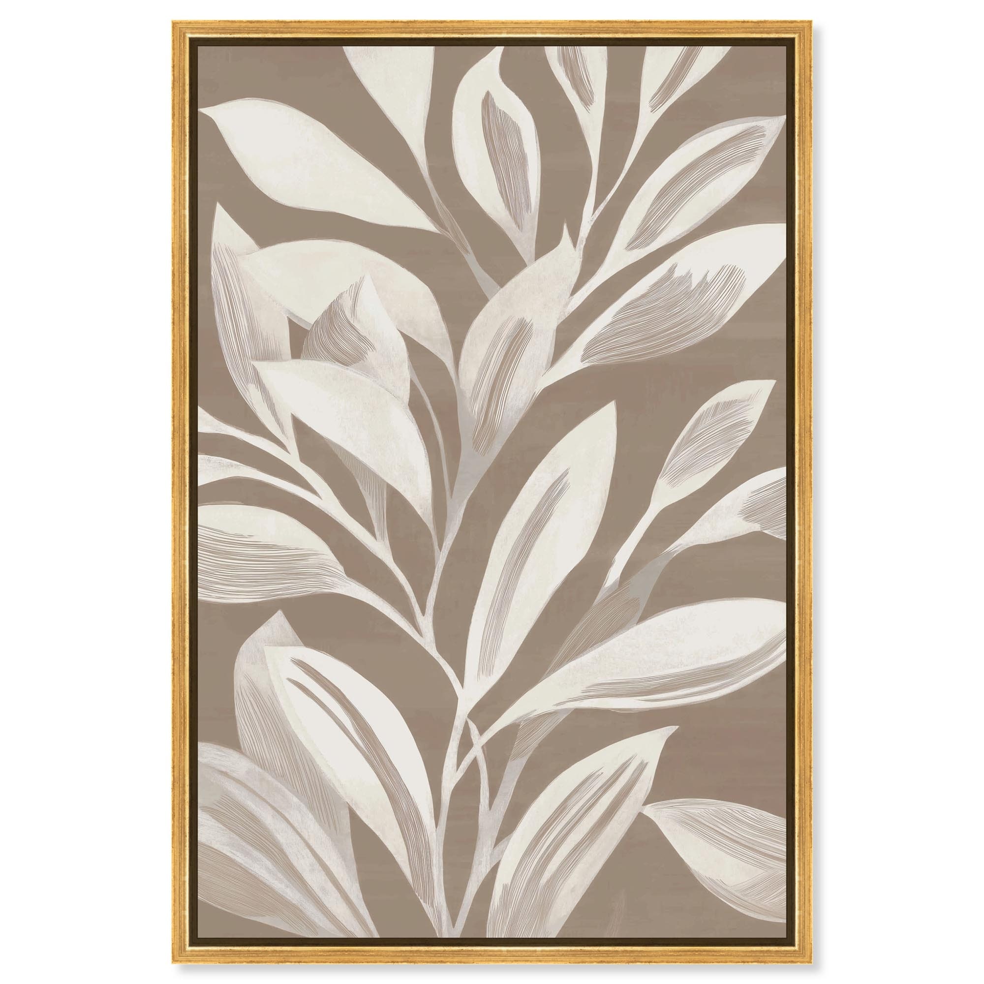 Linear Leaves I Floral Wall Decor Canvas Print by Art Remedy
