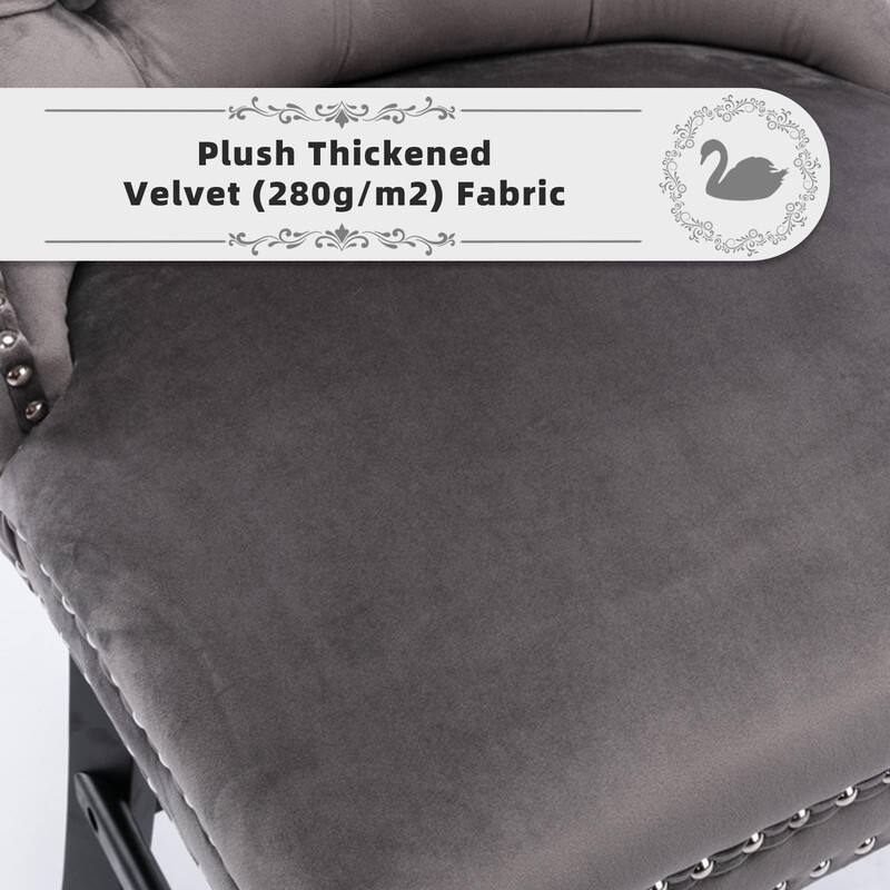 Wing Back Velvet Tufted Nailhead Barstools(Set of 6)