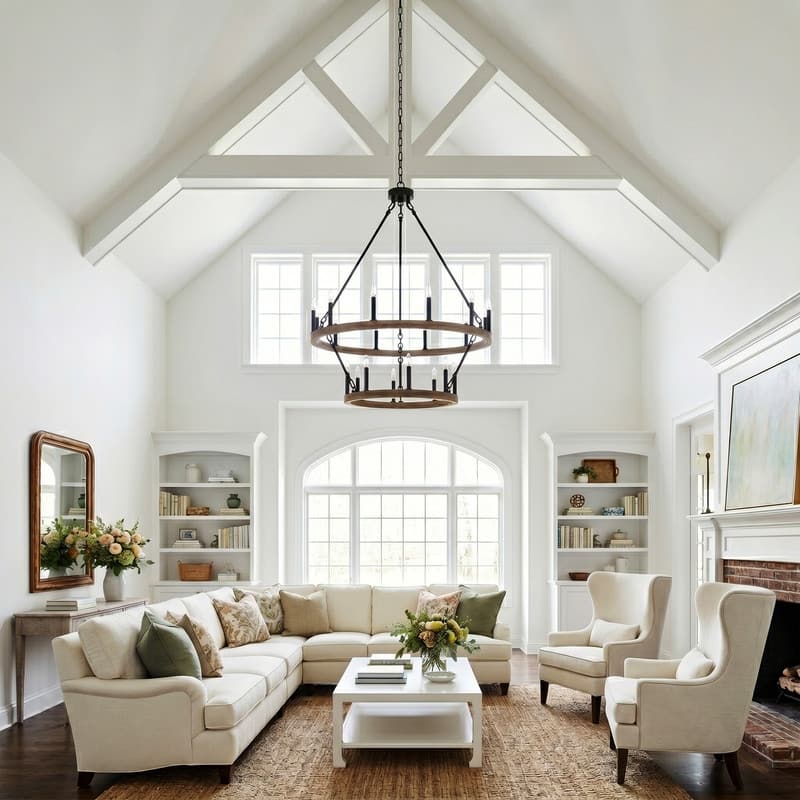 Acroma 20-light Modern Farmhouse 40In Round Wagon Wheel Chandelier with UL