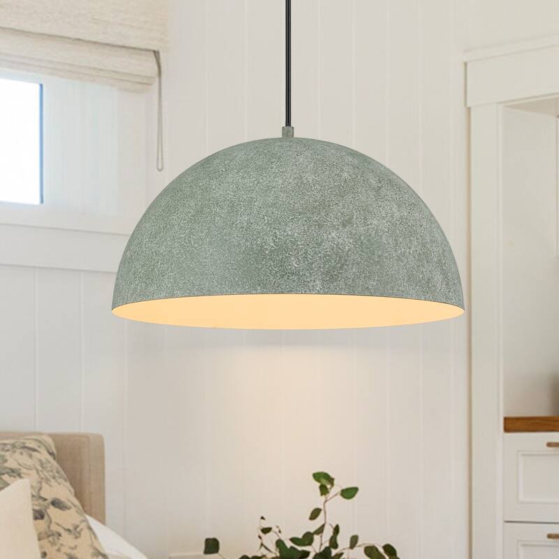 Industrial Modern Indian Gray Dome Pendant Light Kitchen Island - White - W15.75" - W15.75" - White