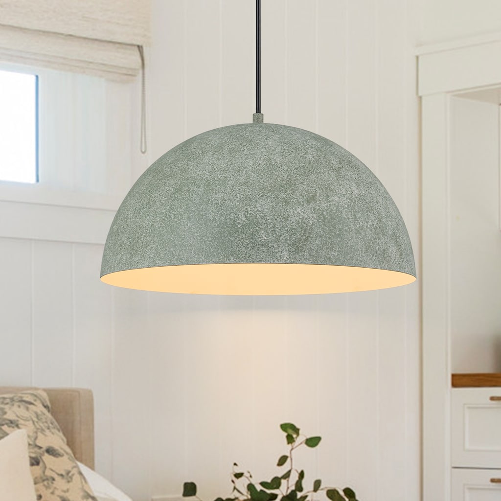 Industrial Modern Indian Gray Dome Pendant Light Kitchen Island - White - W15.75"