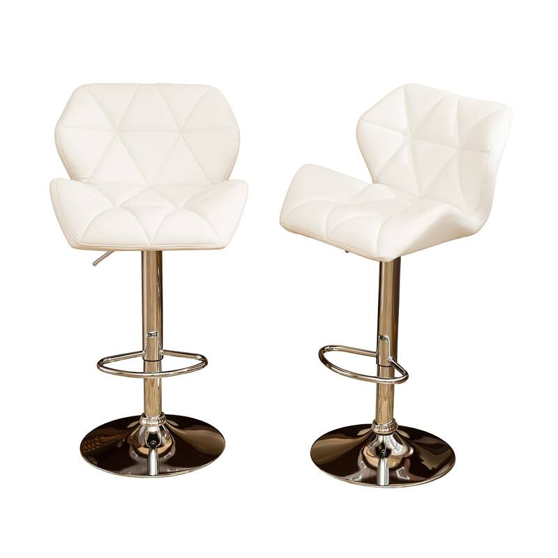 Contemporary Tufted Adjustable Height Hidraulic Bar Stools, Set of 2