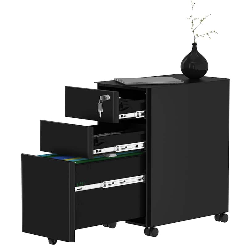 Modern 3-Drawer Mobile Vertical Steel File Cabinet for A4, Letter, Legal size Files