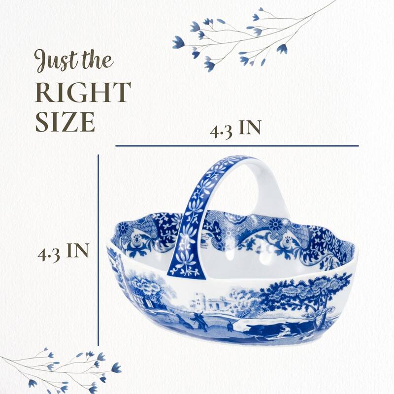 Spode Blue Italian Handled Basket - 6 inch