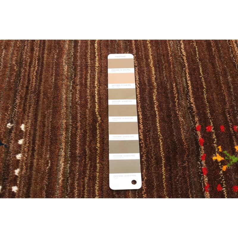 ECARPETGALLERY Hand Loomed Kashkuli Gabbeh Dark Brown Wool Rug - 3'11 x 6'0