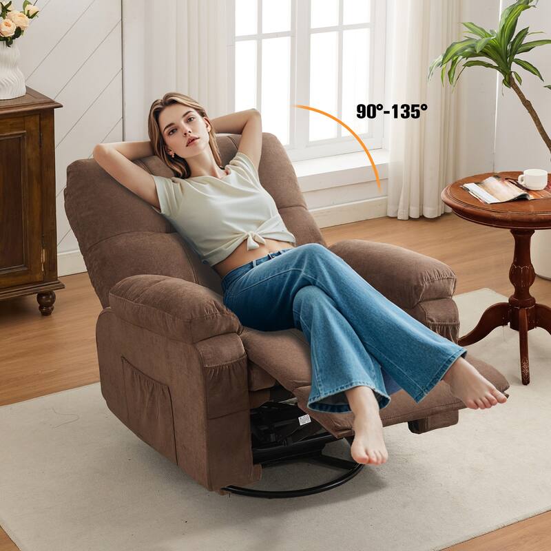 Recliner Chair,360 Degree Rotating Swing Single Sofa Chair, Equipped with Soft Cushion and Backrest, Comfortable Armchair