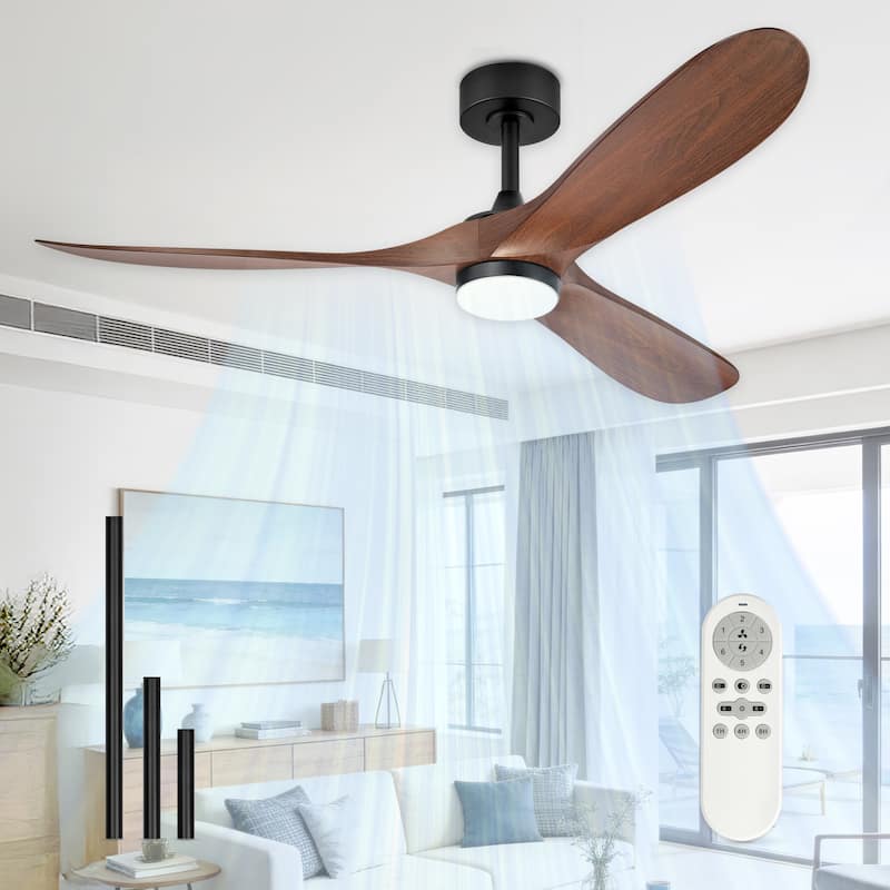 52"or 62" Diammable Ceiling Fan with Light,DC Motor and Remote - 60" - Brown