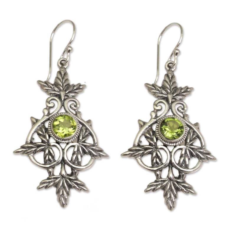 NOVICA Handmade Marvelous Vintage Peridot Earrings (Indonesia) - Silver - 2*0.9 - Green - Silver - Peridot - White