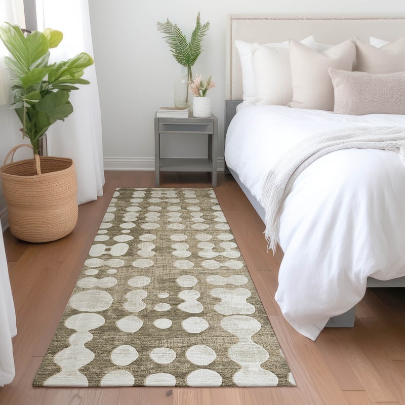 Machine Washable Indoor/ Outdoor Chantille Dots Abstract Rug