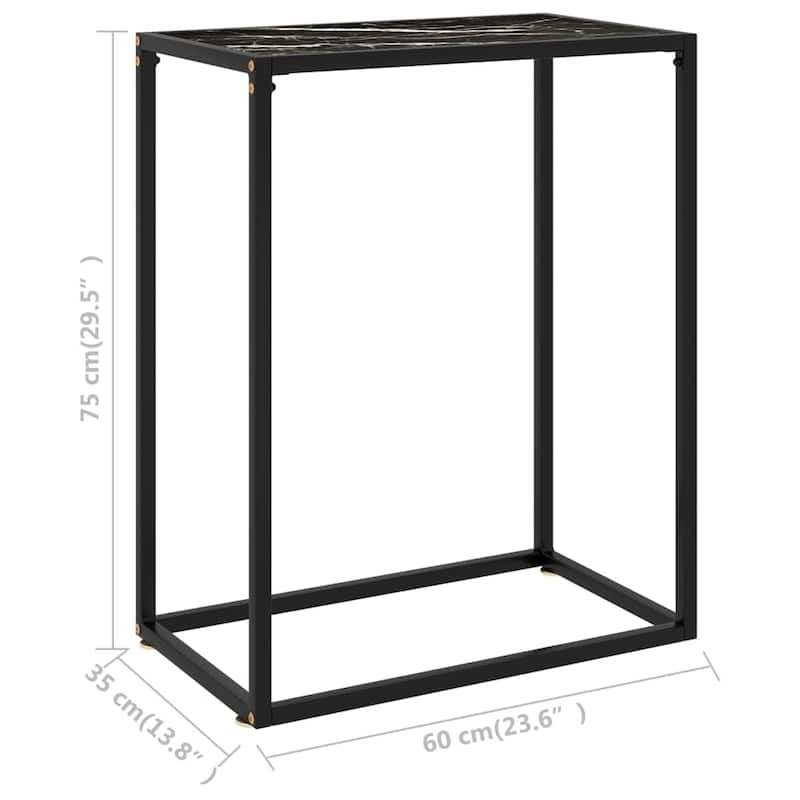vidaXL Console Table Black 23.6"x13.8"x29.5" Tempered Glass - 23.6" x 13.8" x 29.5"