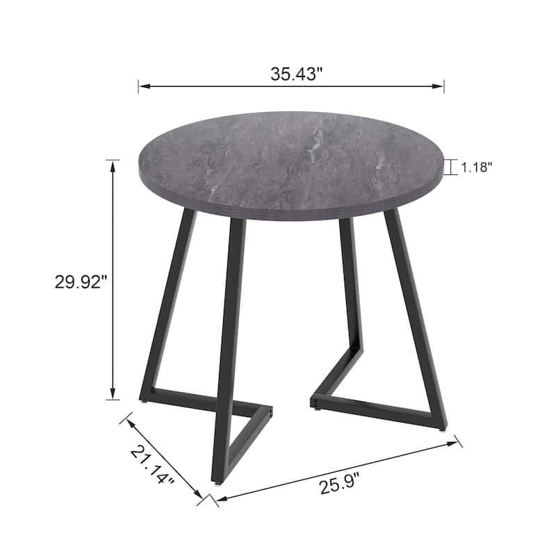 VECELO 35.43'' Round Butterfly Leg Dining Table for 4 MDF Top Kitchen Table Kitchen & Dining Room Tables