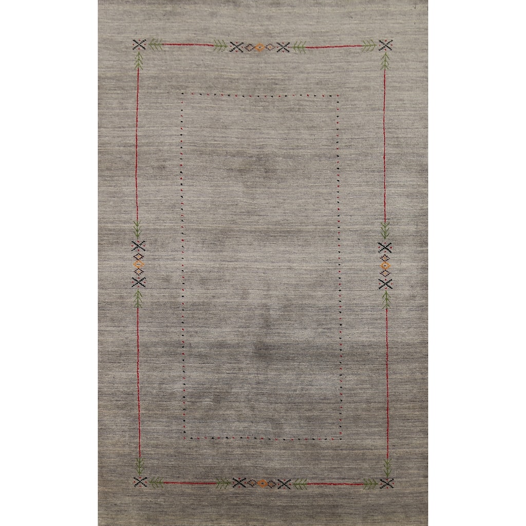 Striped Gabbeh Oriental Area Rug Handmade Contemporary Wool Carpet - 5'1"x 7'10"