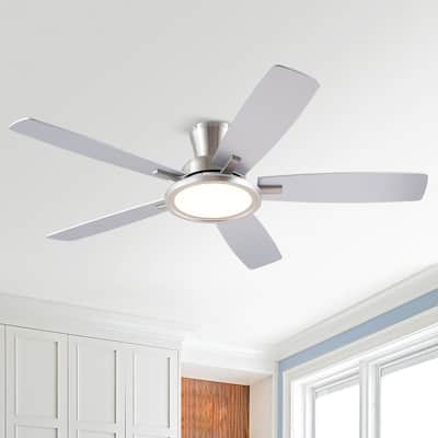 52/54 Inch Flush Mount Low Profile Ceiling Fan with Light,Remote and App Control