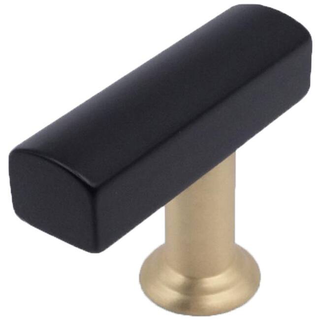 Hapny Home M30 SPLIT Mod 1-3/4" Long Solid Metal Luxury Offset T Bar - Matte Black / Satin Brass