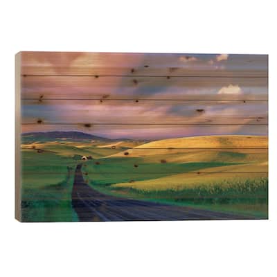 Palouse Road Print On Wood by Dennis Frates - Multi-Color