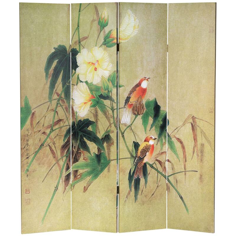 6 ft. Tall Double Sided Birds in the Trees Canvas Room Divider