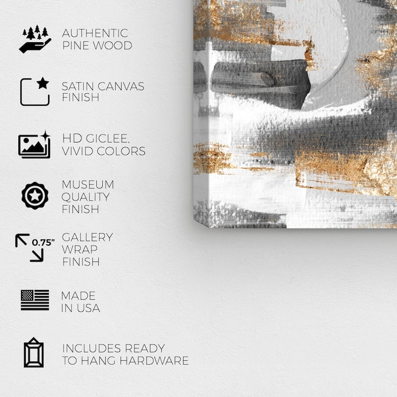Wynwood Studio Canvas Abstract Gray and Gold Horizon Gray and Metallic Gold Modern & Contemporary Wall Art Canvas Print