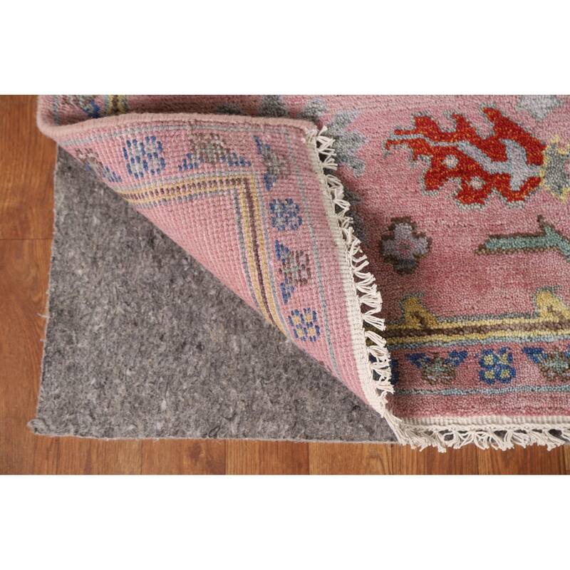 All-Over Pink Oushak Oriental Area Rug Handmade Wool Carpet - 8'1"x 9'11"