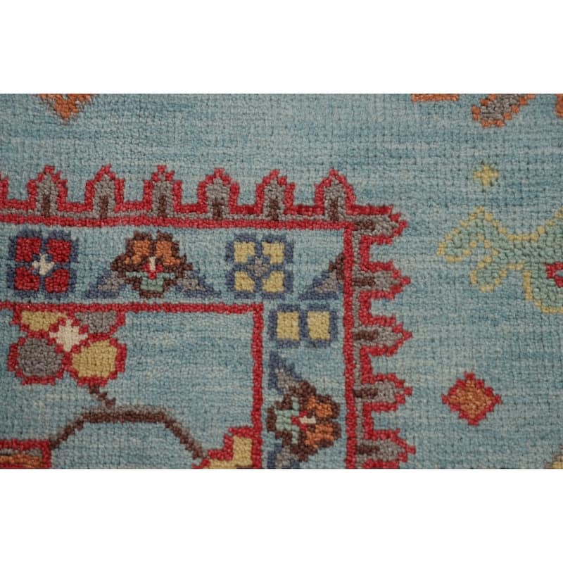 All-Over Blue Oushak Oriental Area Rug Handmade Wool Carpet - 9'2" x 11'9"