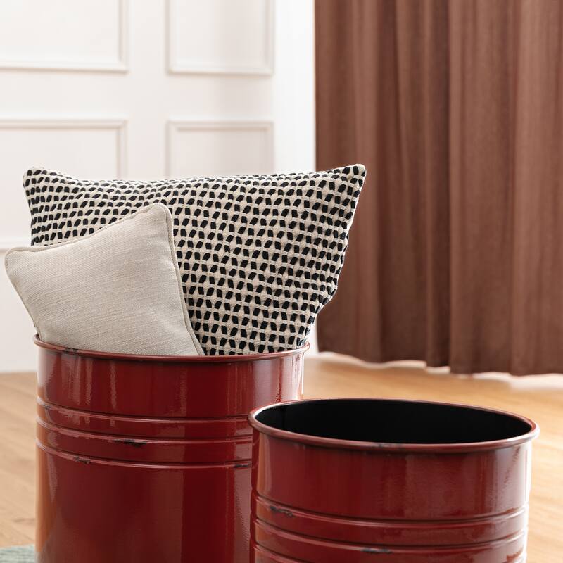 Glitzhome Set of 2 19" H Farmhouse End Table Storage Ottoman