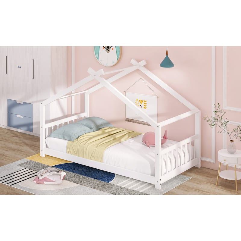 Twin Pine House Platform Bed with Headboard & Footboard