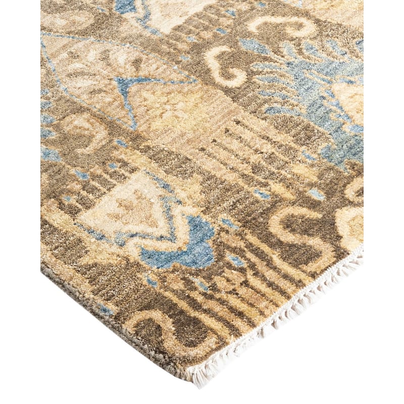 Ikat One-of-a-Kind Hand-Knotted Area Rug - Brown, 9' 0" x 12' 0" - 9' 0" x 12' 0"