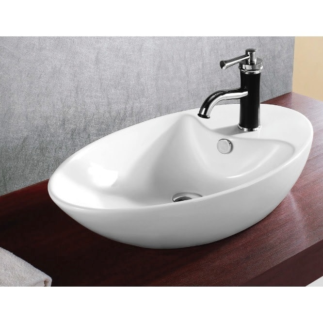 Nameeks Caracalla 28-3/8" Ceramic Vessel Bathroom Sink with 1 Faucet - White