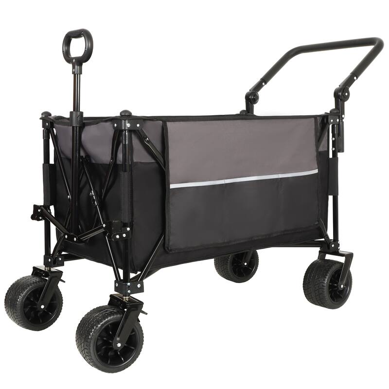 Push-Pull Folding Wagon with 360 Degree Wheels, Heavy-Duty, Adjustable